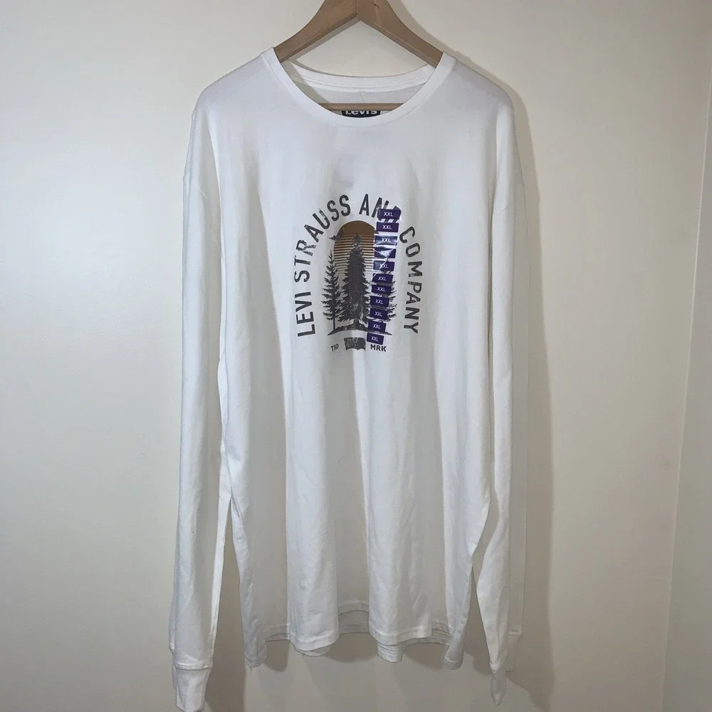 Levi Strauss & Co. XXL White Long‎ Sleeve Graphic T-Shirt
